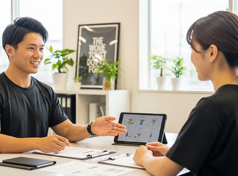 スタッフの説明風景